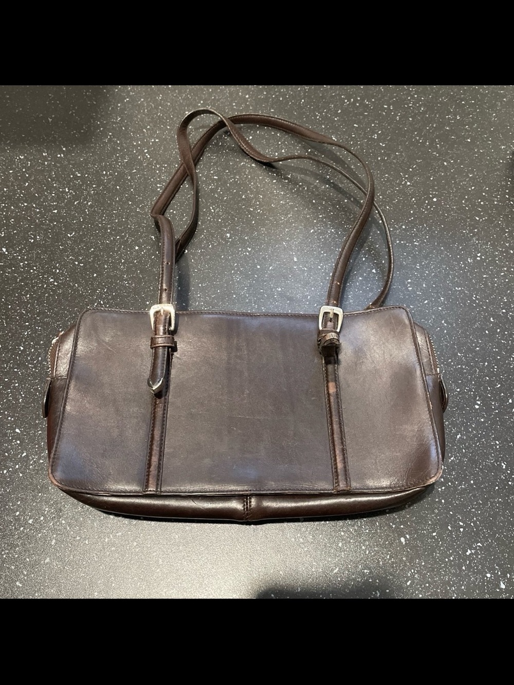 Ralph Lauren vintage brown leather east West baguette shoulder bag